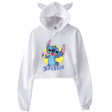 White Stitch Crop Top Hoodie