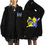 Stitch And Pikachu Zip Up Hoodie