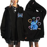 Stitch Back Print Zip Up Hoodie