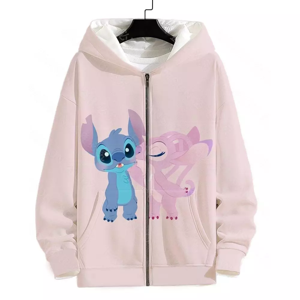 【oan】Stitch Hoodie Disney Stitch Hoodie XXL Zip Licensed Ohana Embroidered